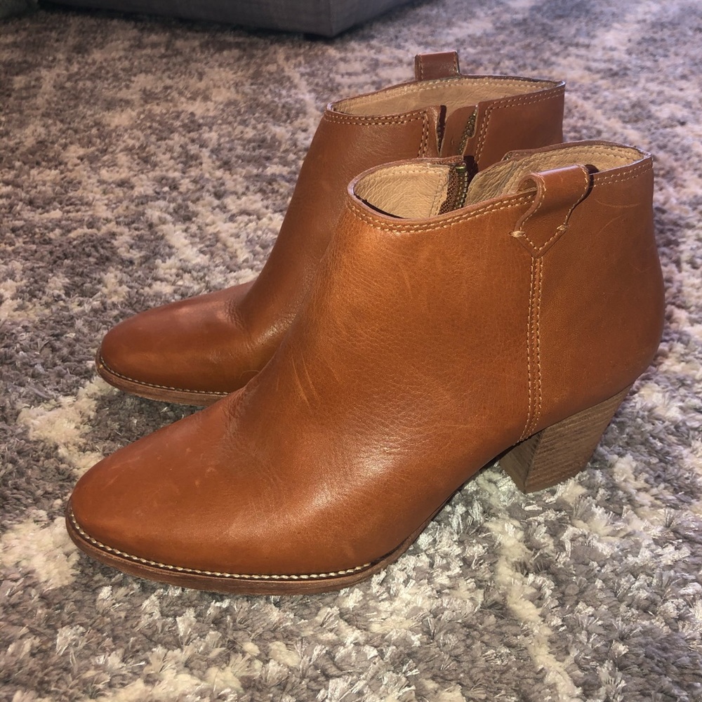 Madewell Cognac Brown Leather Ankle Booties